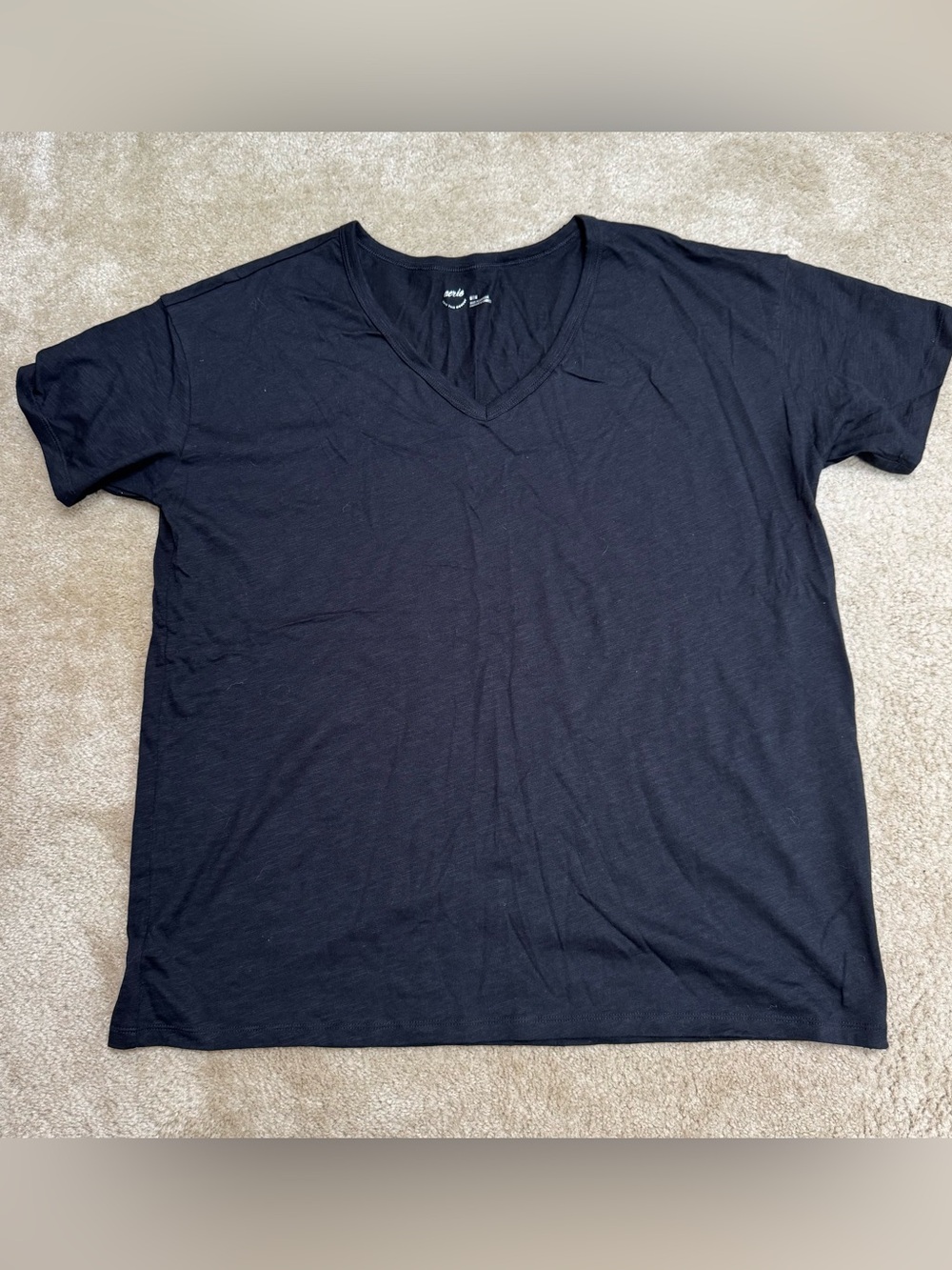 aerie Womens Sz M Black V-Neck Oversized Tee